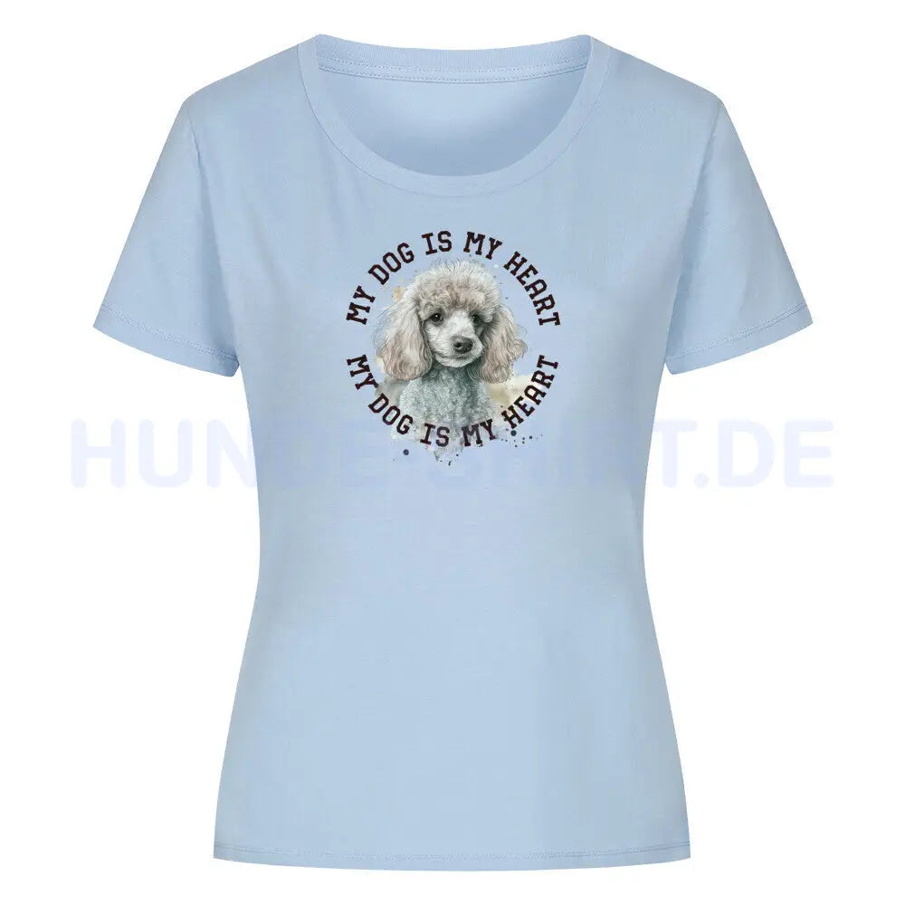 Premium Organic Damen-Shirt "Zwergpudel HEART" Sky Blue – hunde-shirt.de