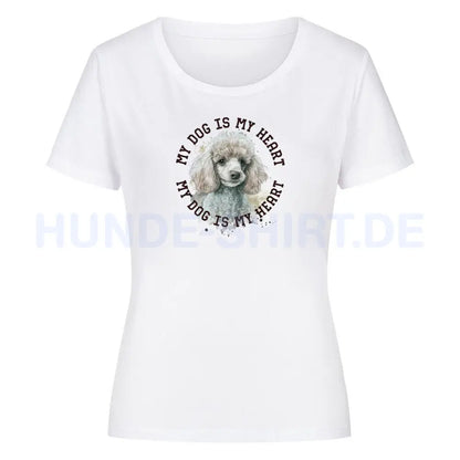 Premium Organic Damen-Shirt "Zwergpudel HEART" Weiß – hunde-shirt.de