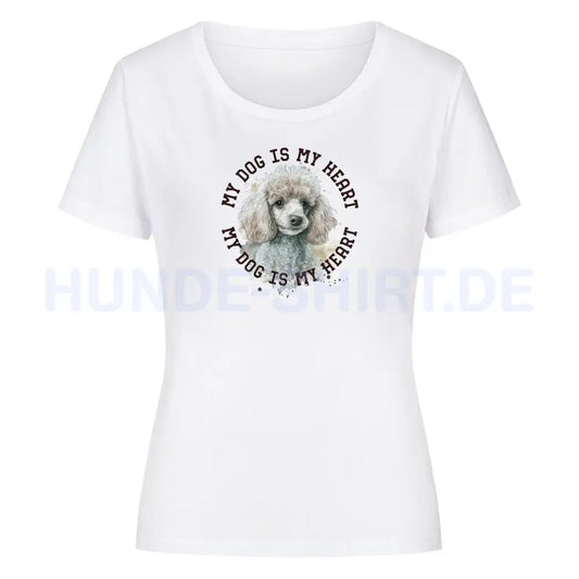 Premium Organic Damen-Shirt "Zwergpudel HEART" Weiß – hunde-shirt.de