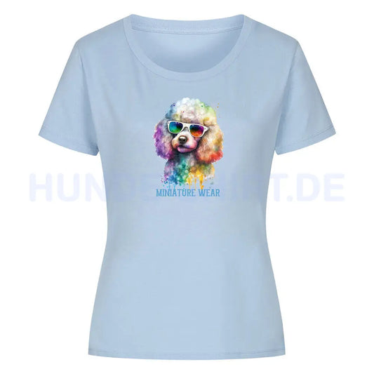 Premium Organic Damen-Shirt "Zwergpudel - Miniature Wear" Sky Blue – hunde-shirt.de