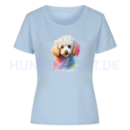 Premium Organic Damen-Shirt "Zwergpudel Paint" Sky Blue – hunde-shirt.de