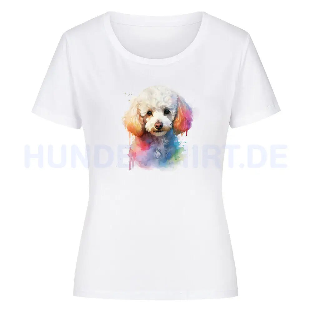 Premium Organic Damen-Shirt "Zwergpudel Paint" Weiß – hunde-shirt.de