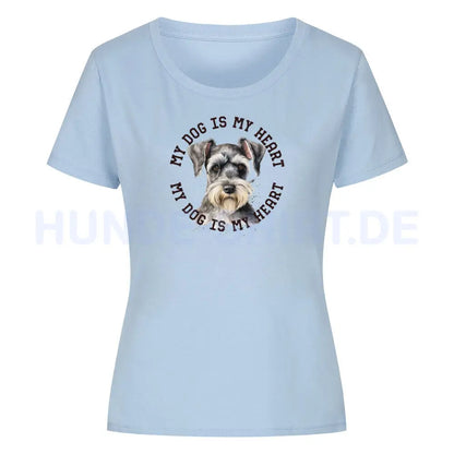 Premium Organic Damen-Shirt "Zwergschnauzer HEART" Sky Blue – hunde-shirt.de