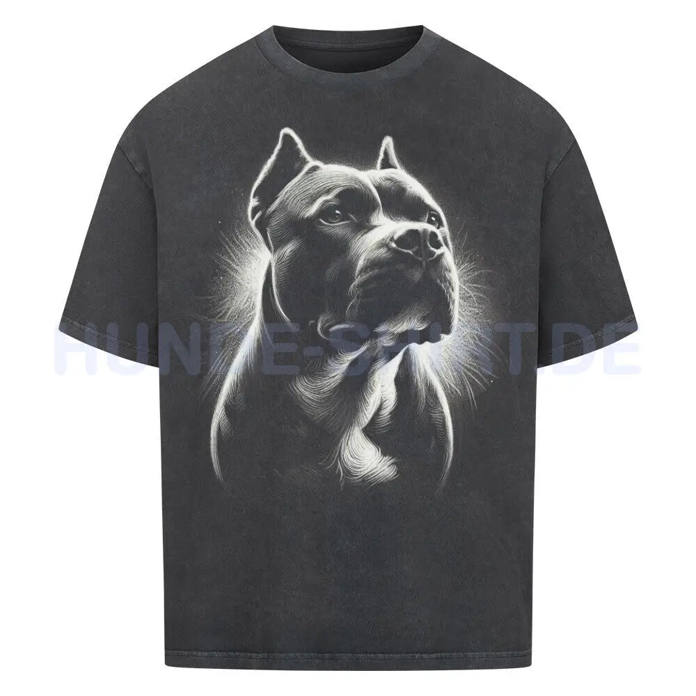 Premium Oversized Shirt "American Pit Bull Terrier" Washed Black – hunde-shirt.de