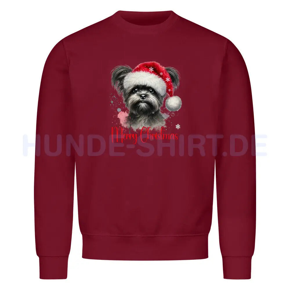 Premium Sweatshirt "Affenpinscher - Merry Christmas" Burgunder – hunde-shirt.de