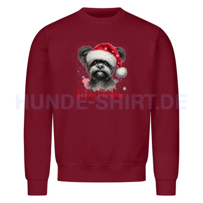 Premium Sweatshirt "Affenpinscher - Merry Christmas" Burgunder – hunde-shirt.de