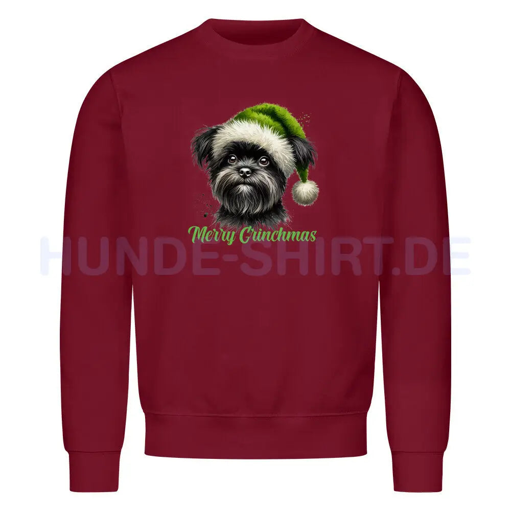 Premium Sweatshirt "Affenpinscher - Merry Grinchmas" Burgunder – hunde-shirt.de