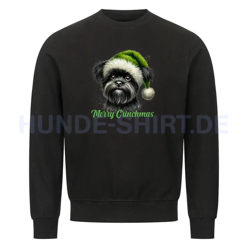 Premium Sweatshirt "Affenpinscher - Merry Grinchmas" Schwarz – hunde-shirt.de