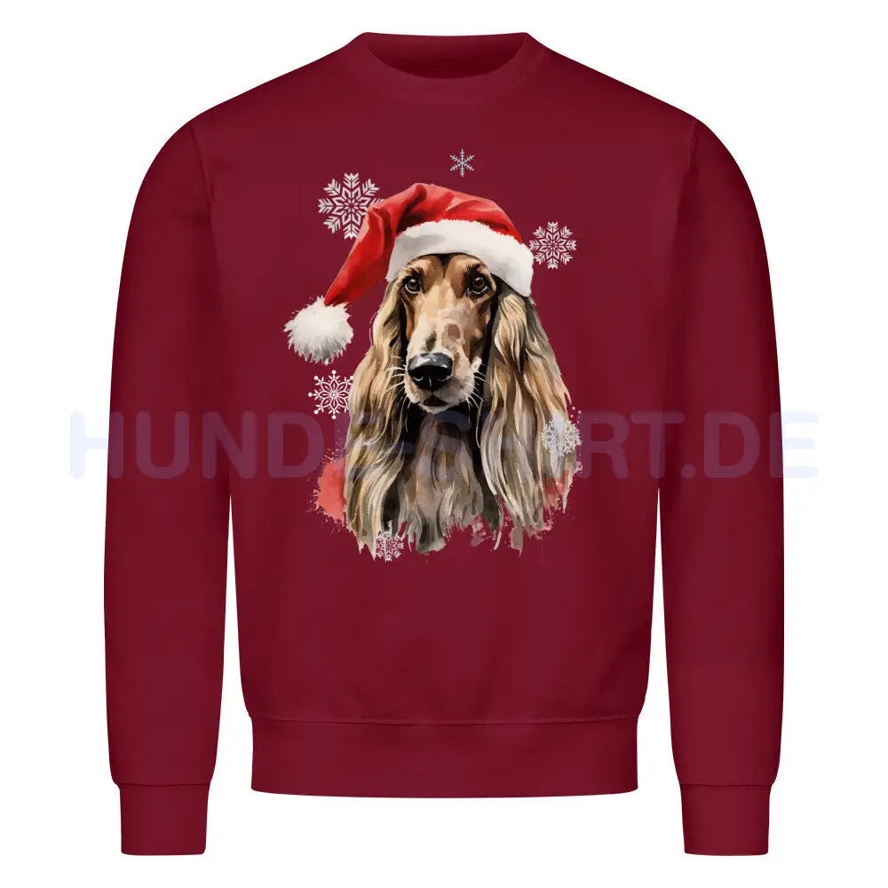 Premium Sweatshirt "Afghanischer Windhund Christmas" Burgunder – hunde-shirt.de