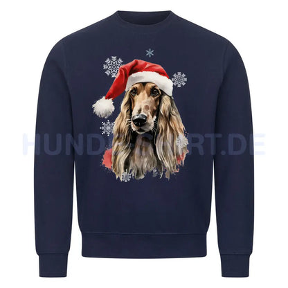 Premium Sweatshirt "Afghanischer Windhund Christmas" Navy Blue – hunde-shirt.de