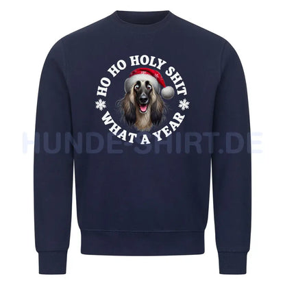 Premium Sweatshirt "Afghanischer Windhund - HO HO..." Navy Blue – hunde-shirt.de