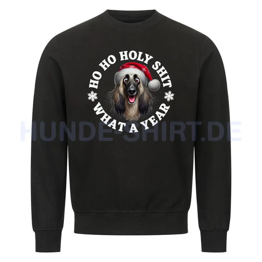 Premium Sweatshirt "Afghanischer Windhund - HO HO..." Schwarz – hunde-shirt.de