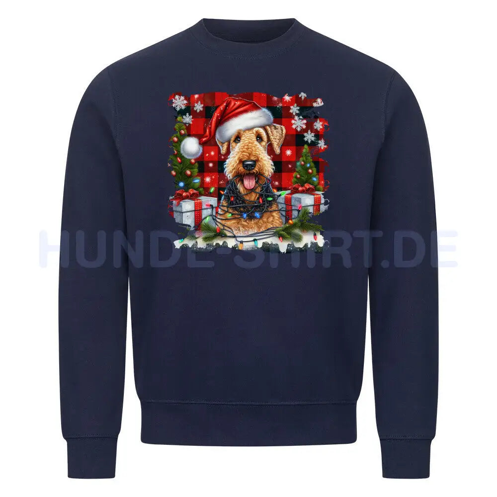 Premium Sweatshirt "Airedale Terrier - Funny Christmas" Navy Blue – hunde-shirt.de