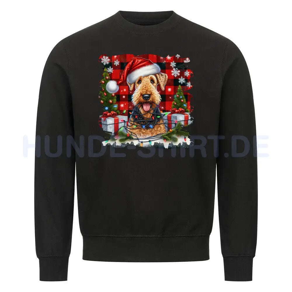 Premium Sweatshirt "Airedale Terrier - Funny Christmas" Schwarz – hunde-shirt.de