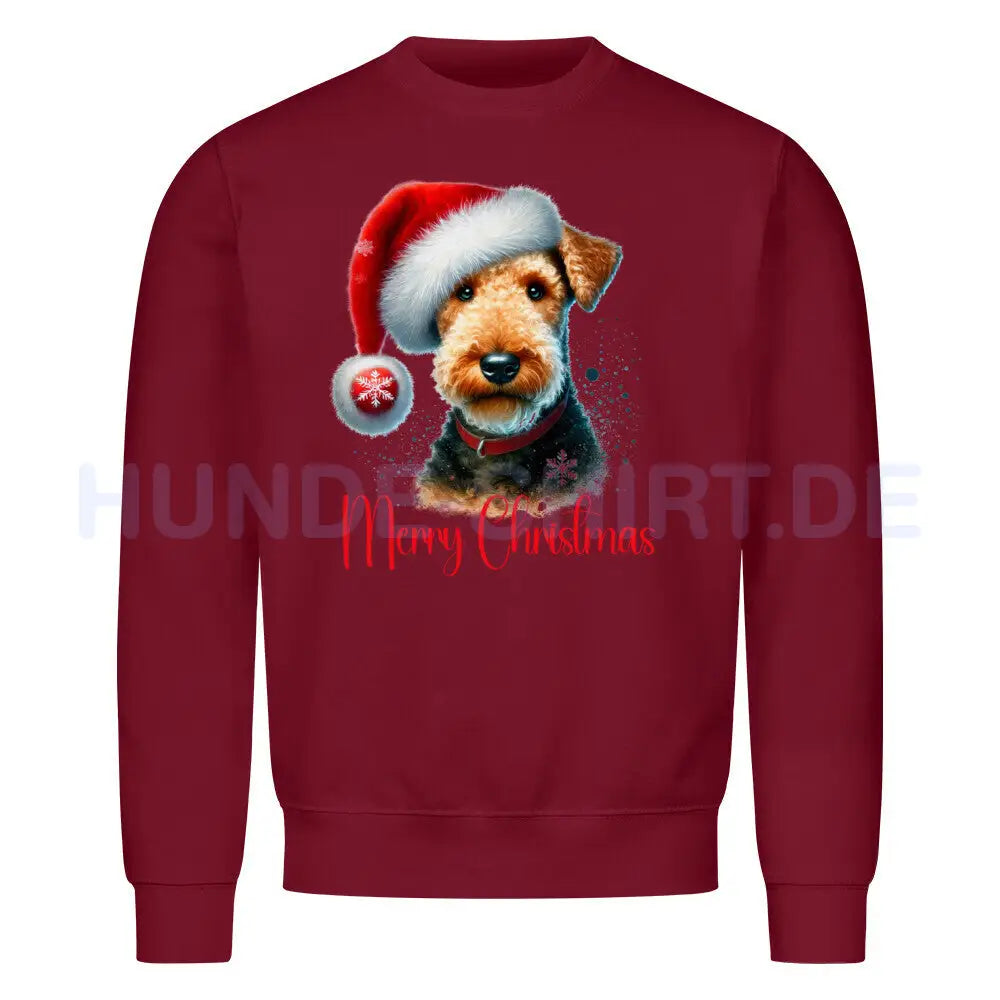 Premium Sweatshirt "Airedale Terrier - Merry Christmas" Burgunder – hunde-shirt.de