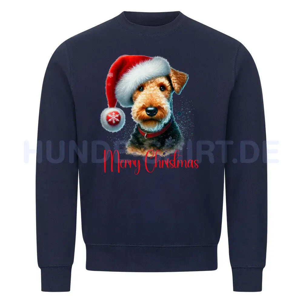 Premium Sweatshirt "Airedale Terrier - Merry Christmas" Navy Blue – hunde-shirt.de