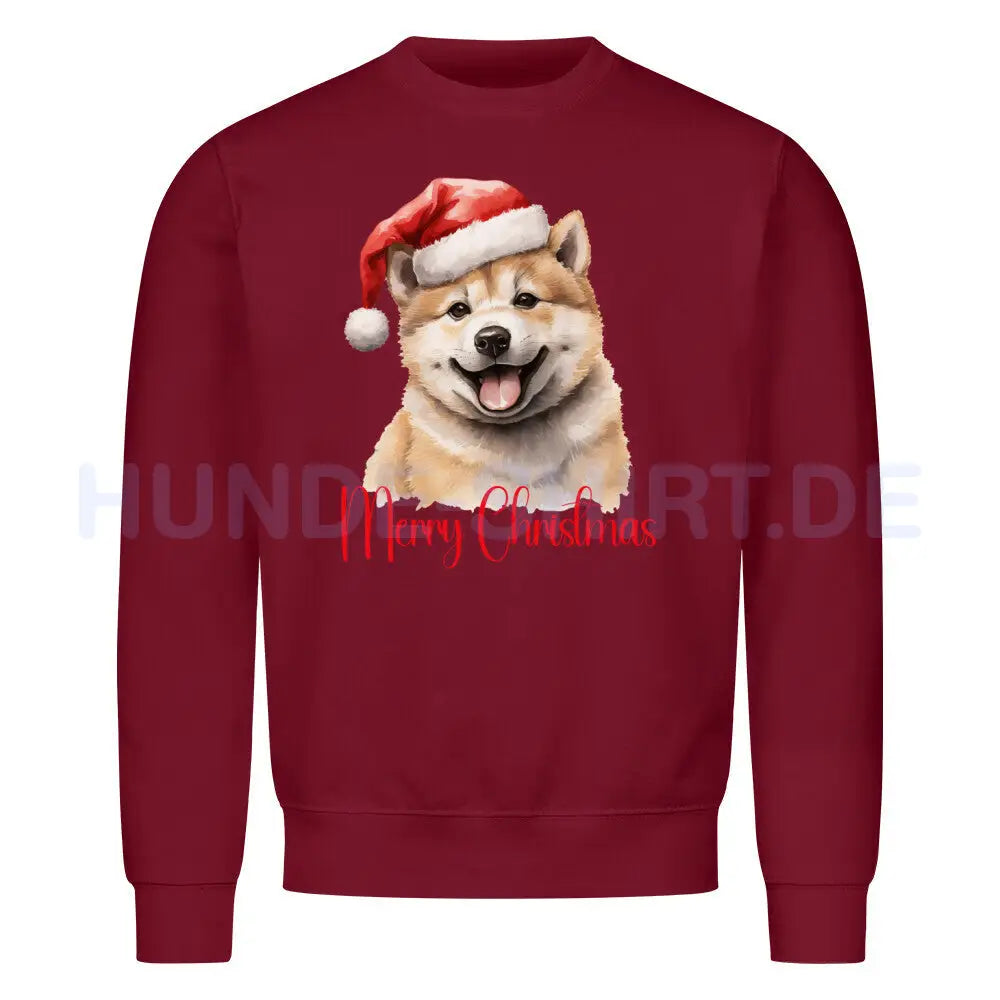 Premium Sweatshirt "Akita Inu - Merry Christmas" Burgunder – hunde-shirt.de