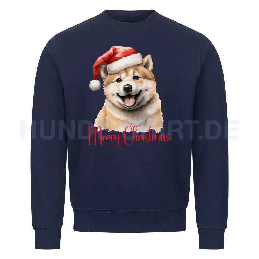 Premium Sweatshirt "Akita Inu - Merry Christmas" Navy Blue – hunde-shirt.de