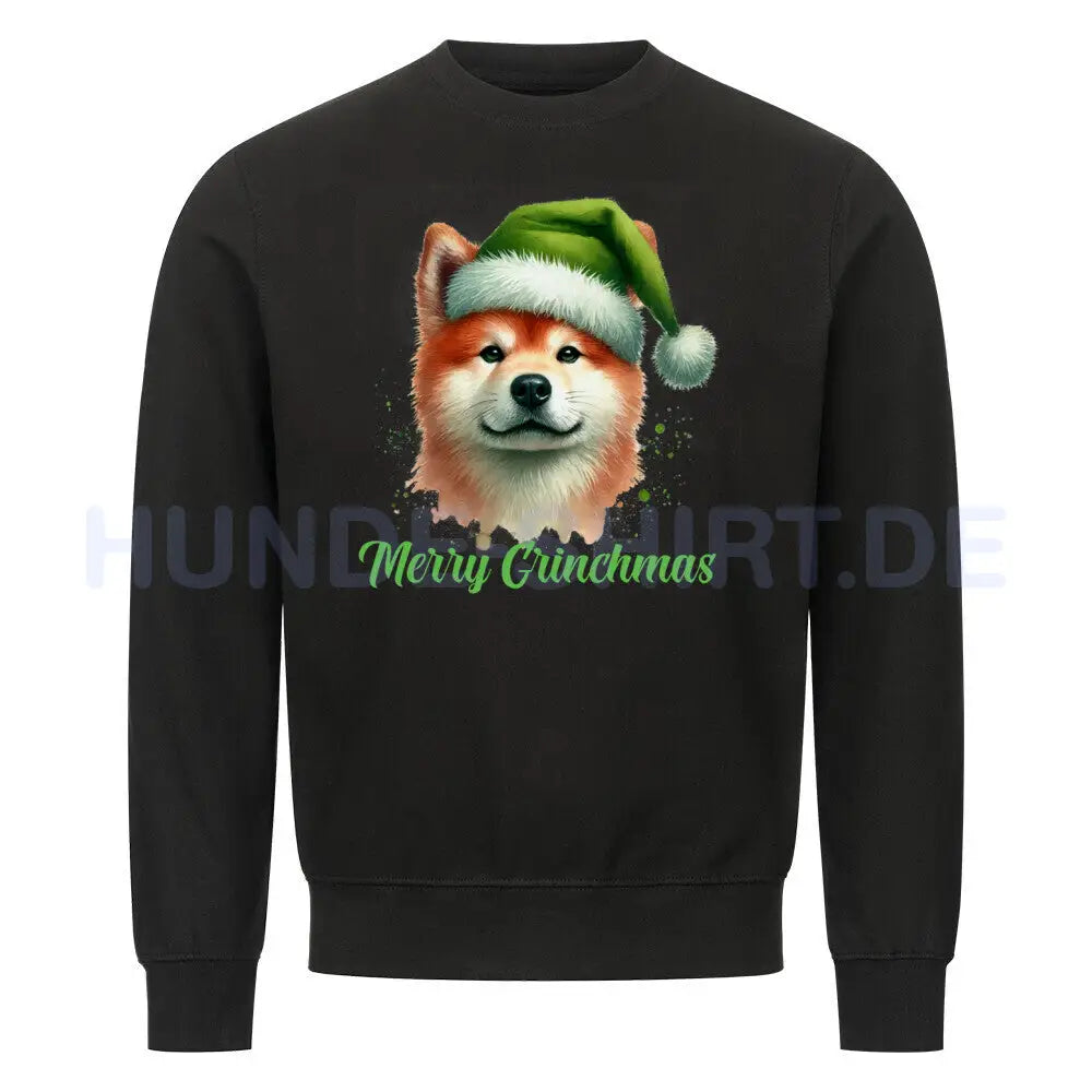 Premium Sweatshirt "Akita Inu - Merry Grinchmas" Schwarz – hunde-shirt.de