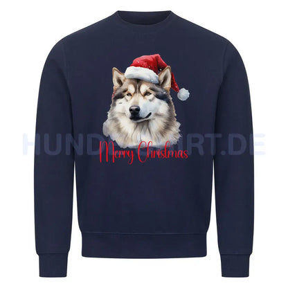 Premium Sweatshirt "Alaskan Malamute - Merry Christmas" Navy Blue – hunde-shirt.de