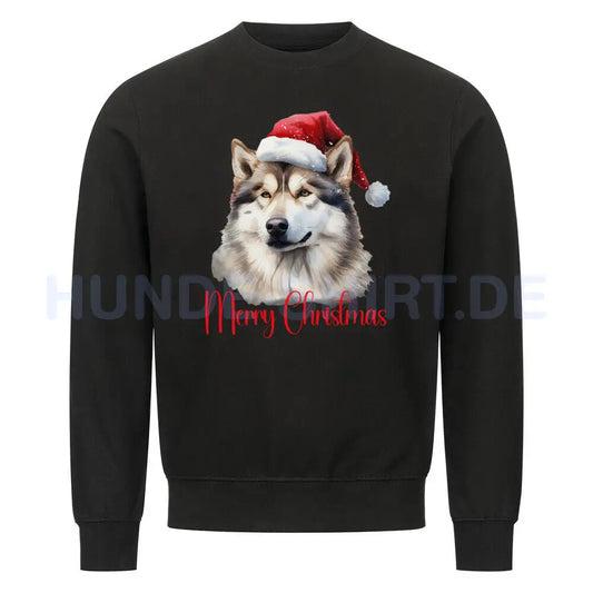 Premium Sweatshirt "Alaskan Malamute - Merry Christmas" Schwarz – hunde-shirt.de