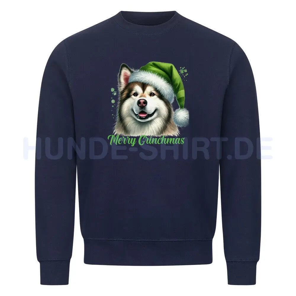 Premium Sweatshirt "Alaskan Malamute - Merry Grinchmas" Navy Blue – hunde-shirt.de