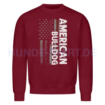 Premium Sweatshirt "American Bulldog - Flag" Burgunder – hunde-shirt.de