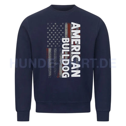 Premium Sweatshirt "American Bulldog - Flag" Navy Blue – hunde-shirt.de