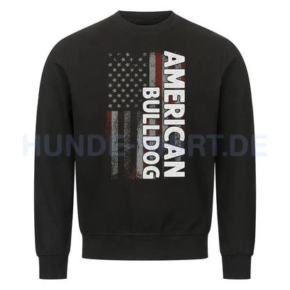 Premium Sweatshirt "American Bulldog - Flag" Schwarz – hunde-shirt.de