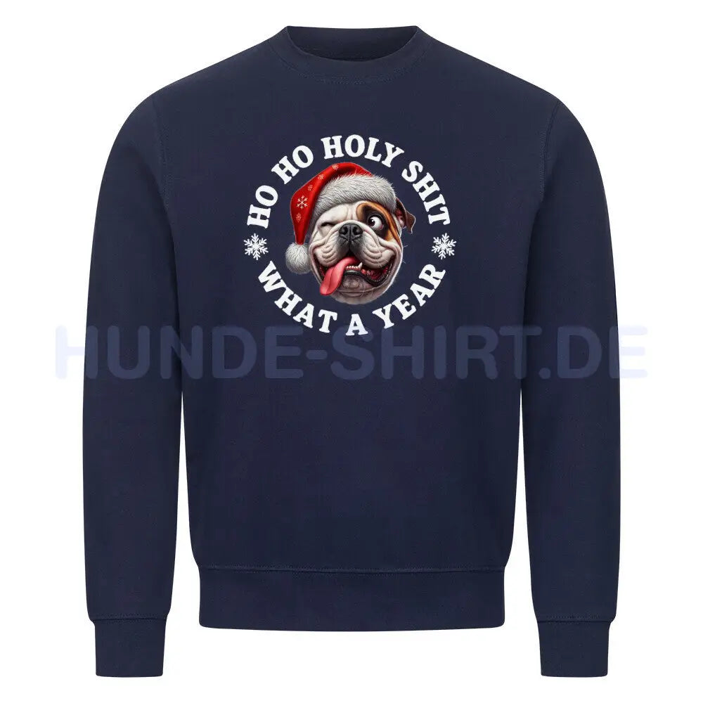 Premium Sweatshirt "American Bulldog - HO HO..." Navy Blue – hunde-shirt.de