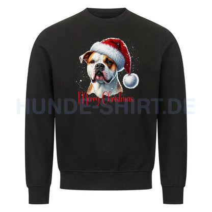 Premium Sweatshirt "American Bulldog - Merry Christmas" Schwarz – hunde-shirt.de