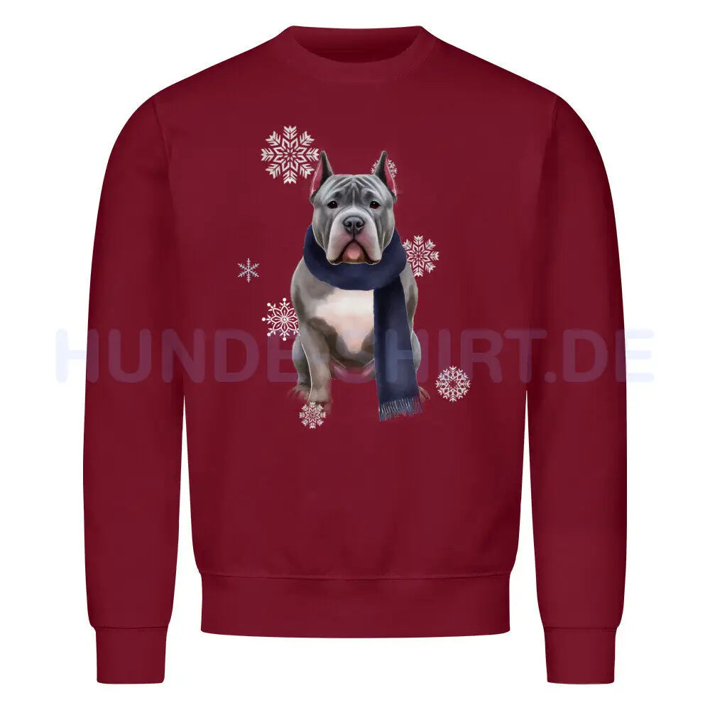 Premium Sweatshirt "American Bully XL / XXL Winter" Burgunder – hunde-shirt.de