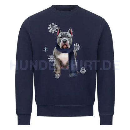 Premium Sweatshirt "American Bully XL / XXL Winter" Navy Blue – hunde-shirt.de