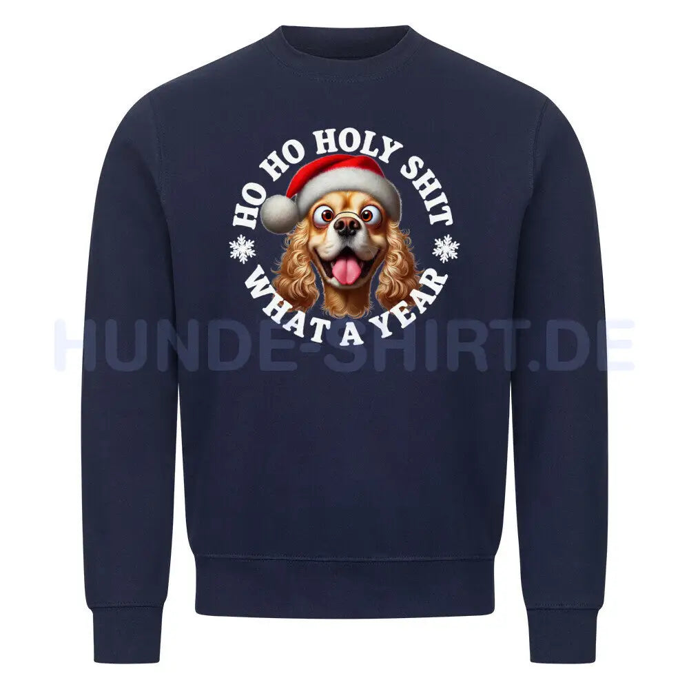 Premium Sweatshirt "American Cocker - HO HO..." Navy Blue – hunde-shirt.de