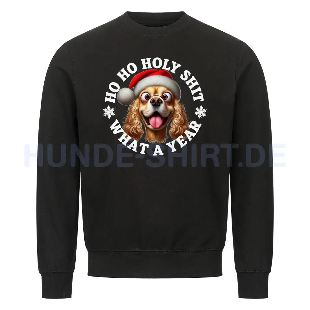 Premium Sweatshirt "American Cocker - HO HO..." Schwarz – hunde-shirt.de