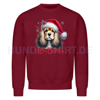 Premium Sweatshirt "American Cocker - Merry Christmas" Burgunder – hunde-shirt.de