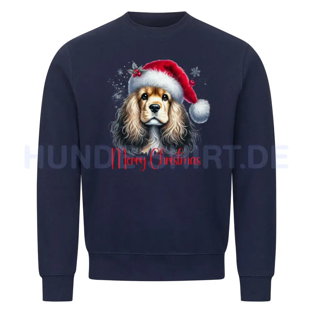 Premium Sweatshirt "American Cocker - Merry Christmas" Navy Blue – hunde-shirt.de