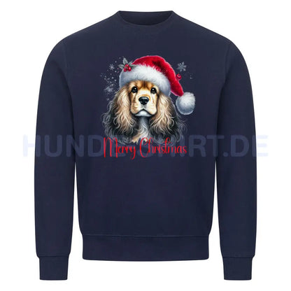 Premium Sweatshirt "American Cocker - Merry Christmas" Navy Blue – hunde-shirt.de