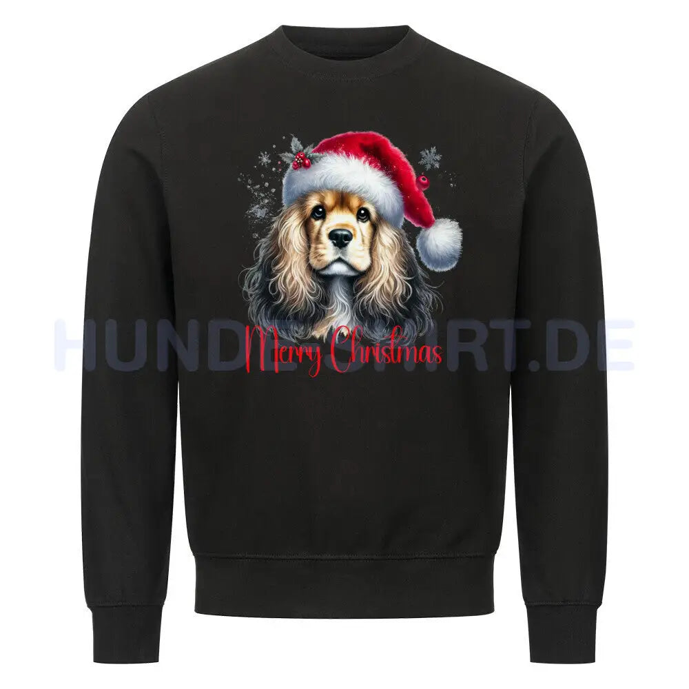 Premium Sweatshirt "American Cocker - Merry Christmas" Schwarz – hunde-shirt.de