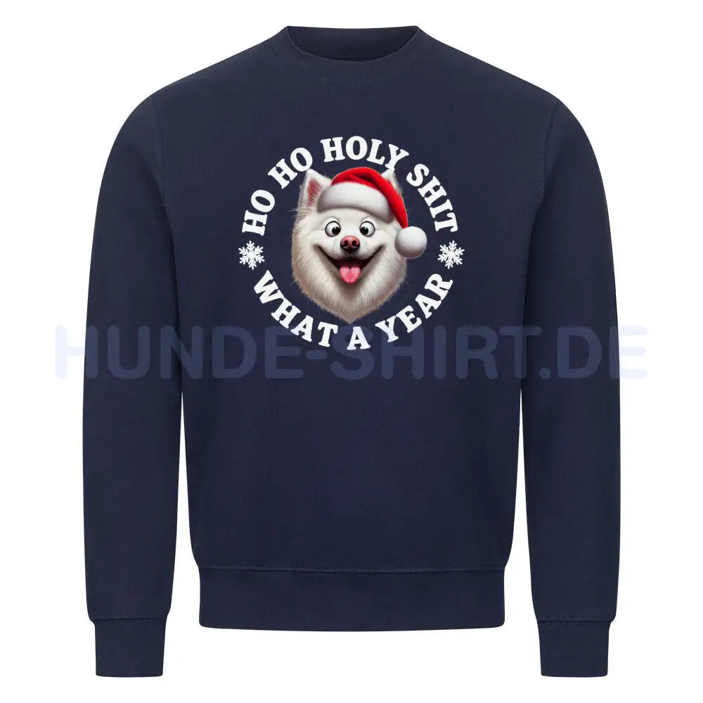 Premium Sweatshirt "American Eskimo - HO HO..." Navy Blue – hunde-shirt.de