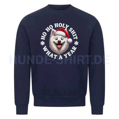 Premium Sweatshirt "American Eskimo - HO HO..." Navy Blue – hunde-shirt.de