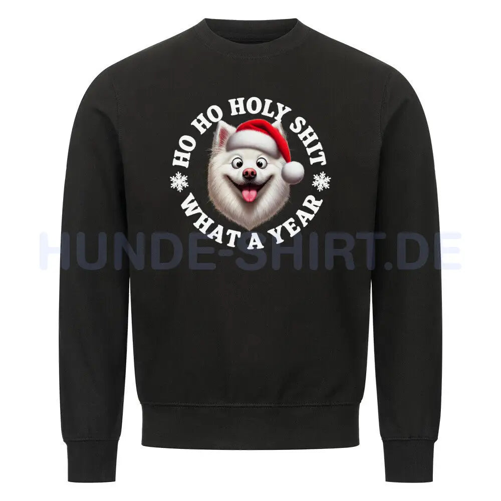 Premium Sweatshirt "American Eskimo - HO HO..." Schwarz – hunde-shirt.de