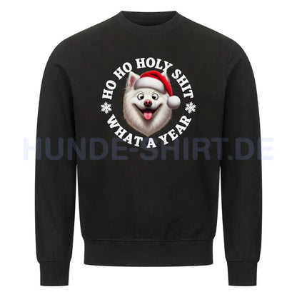 Premium Sweatshirt "American Eskimo - HO HO..." Schwarz – hunde-shirt.de