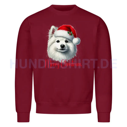 Premium Sweatshirt "American Eskimo - Merry Christmas" Burgunder – hunde-shirt.de