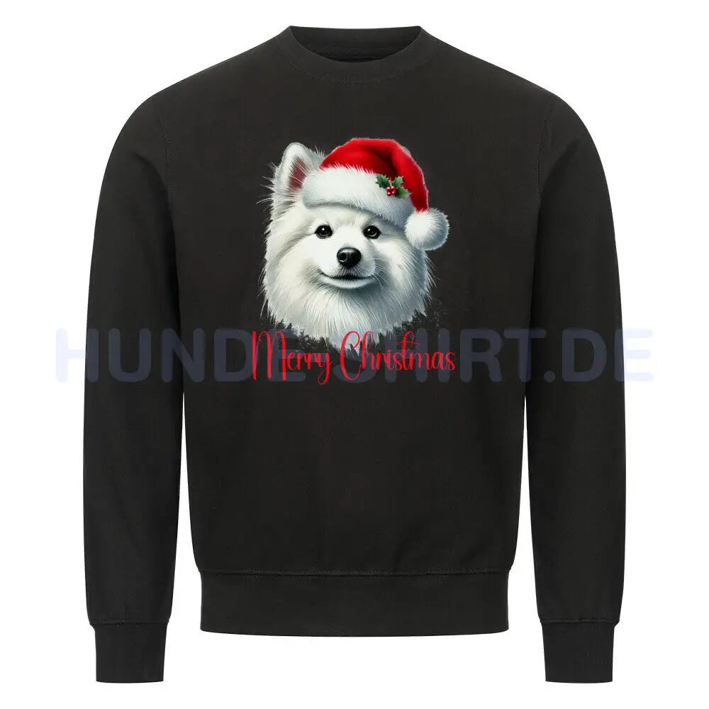 Premium Sweatshirt "American Eskimo - Merry Christmas" Schwarz – hunde-shirt.de