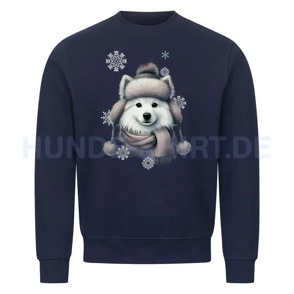 Premium Sweatshirt "American Eskimo Winter" Navy Blue – hunde-shirt.de