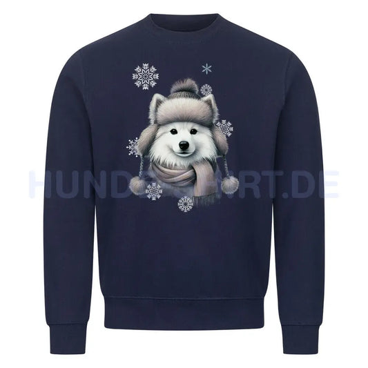 Premium Sweatshirt "American Eskimo Winter" Navy Blue – hunde-shirt.de