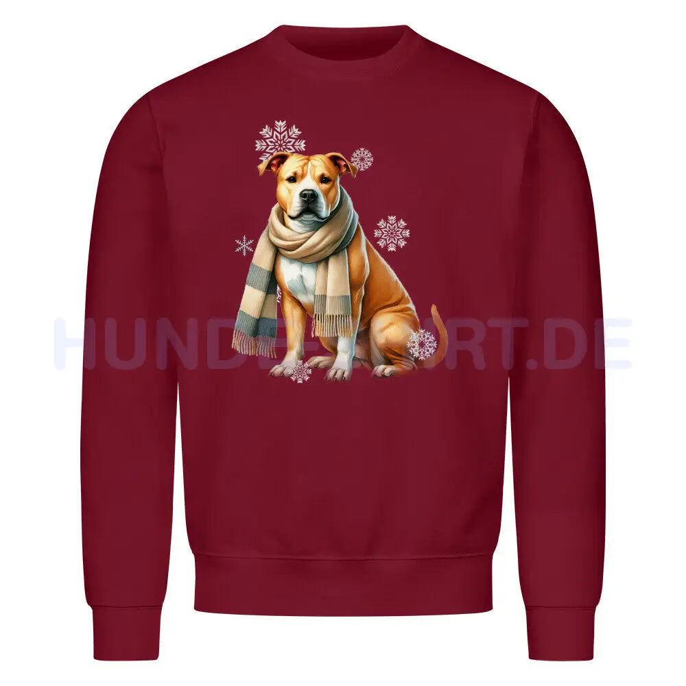 Premium Sweatshirt "American Pit Bull Terrier Winter" Burgunder – hunde-shirt.de