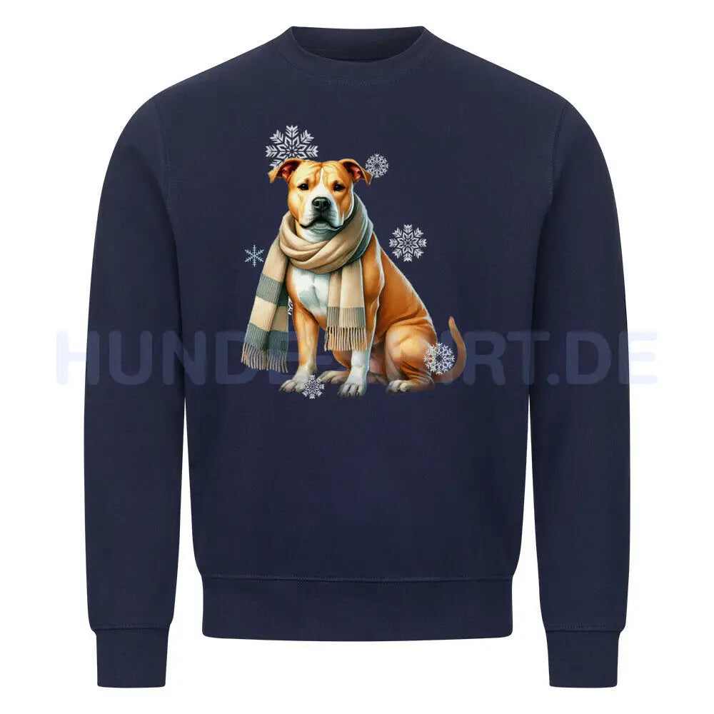 Premium Sweatshirt "American Pit Bull Terrier Winter" Navy Blue – hunde-shirt.de