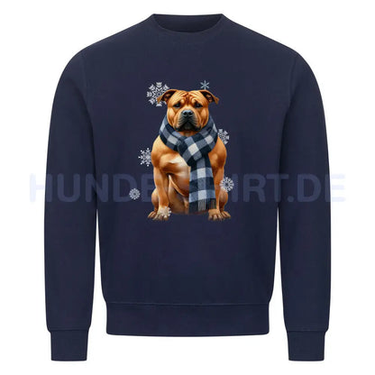 Premium Sweatshirt "American Staffordshire Terrier Winter" Navy Blue – hunde-shirt.de